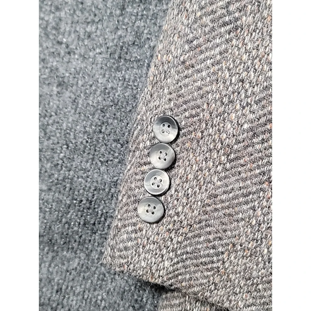 Vintage Christian Dior Sport Coat Mens 40 Gray Wool Herringbone Tweed Blazer 80s